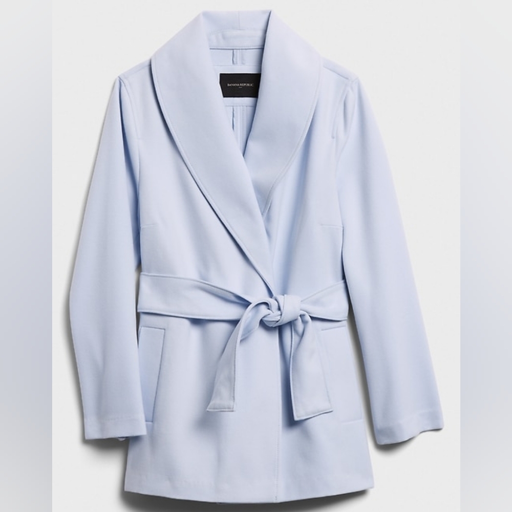 Banana Republic Short Shawl-Collar Coat Baby Blue, size XS